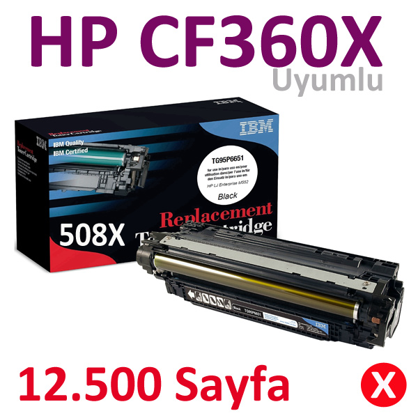 IBM TG95P6655 LASER TONER HP CF360X 12.500 SAYFA YÜKSEK KAP. SİYAH 59829-K3243  