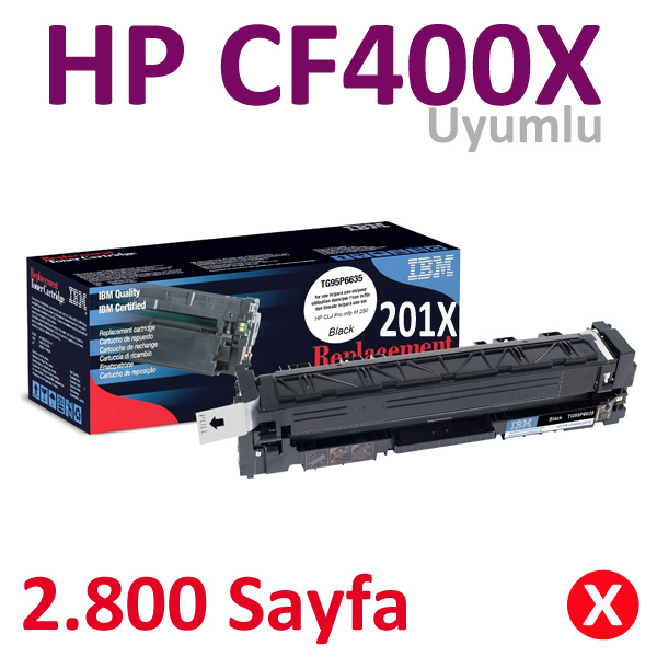 IBM TG95P6639 LASER TONER HP CF400X 2.800 SAYFA YÜKSEK KAP. SİYAH DMO KODU: 67662-K3243 